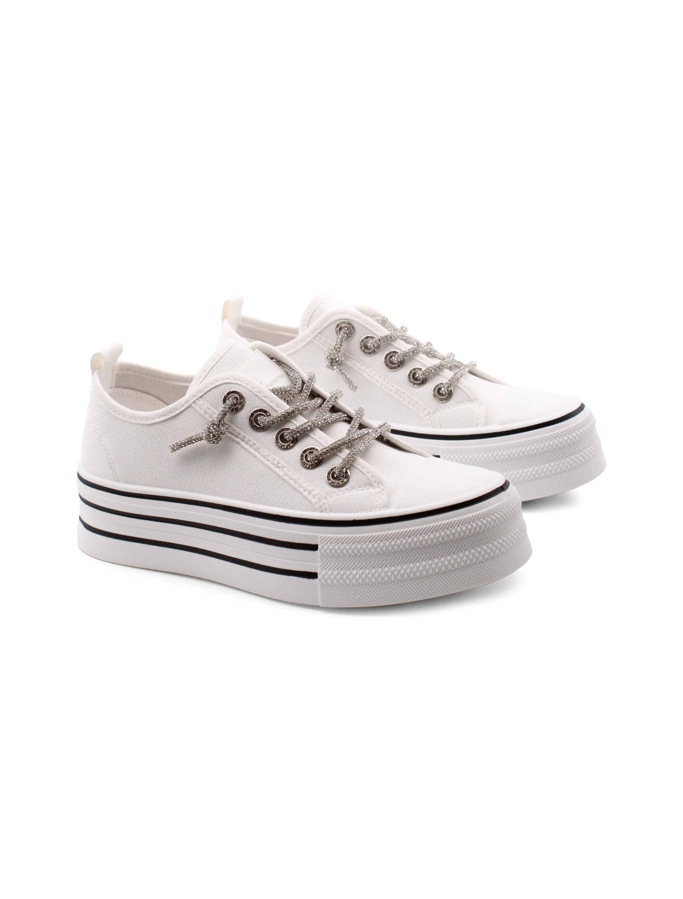 Sneaker platform con lacci gioiello